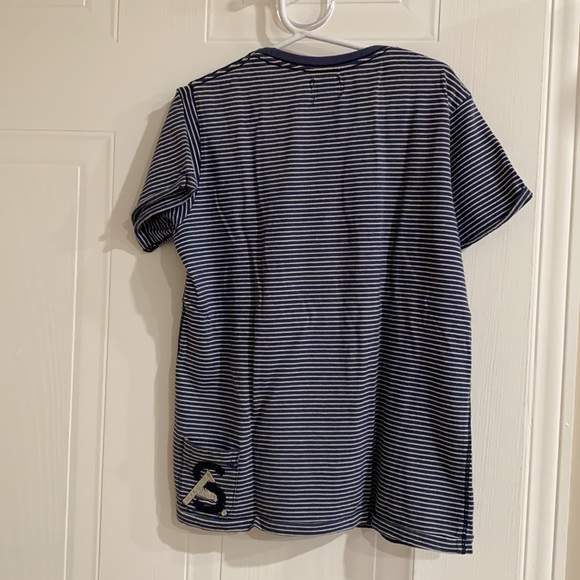 Boys striped blue and tan short sleeve top - Picture 2 of 2
